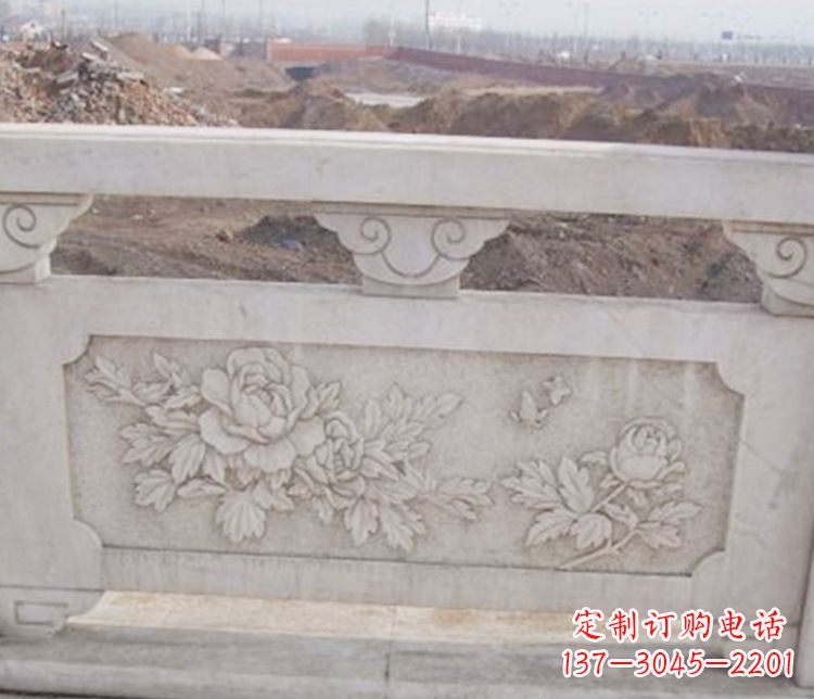 鹤壁牡丹花浮雕石栏板景观雕塑