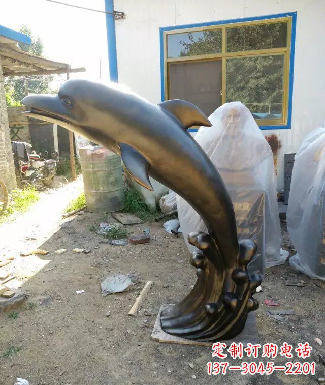 鹤壁海豚铜雕塑,精美艺术之作