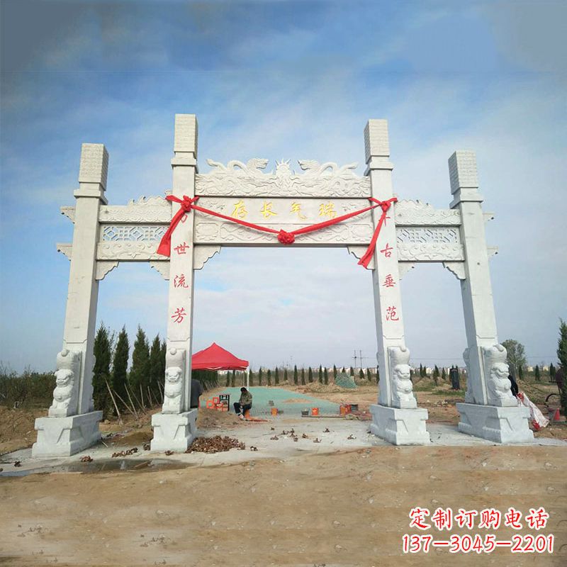 鹤壁中领雕塑专业定制公园三间四柱牌坊雕塑