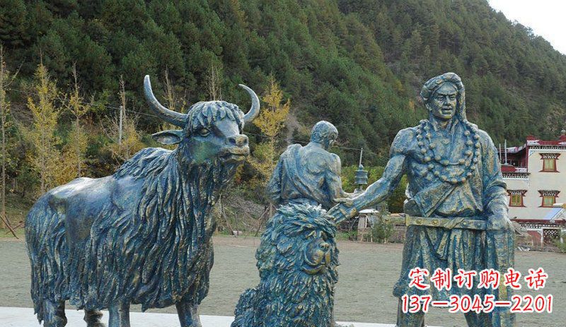 鹤壁中领雕塑定制牦牛景观铜雕