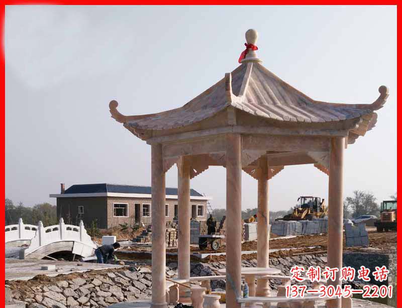 鹤壁红六角石凉亭雕塑