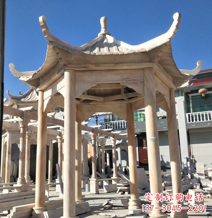鹤壁公园晚霞红凉亭雕塑