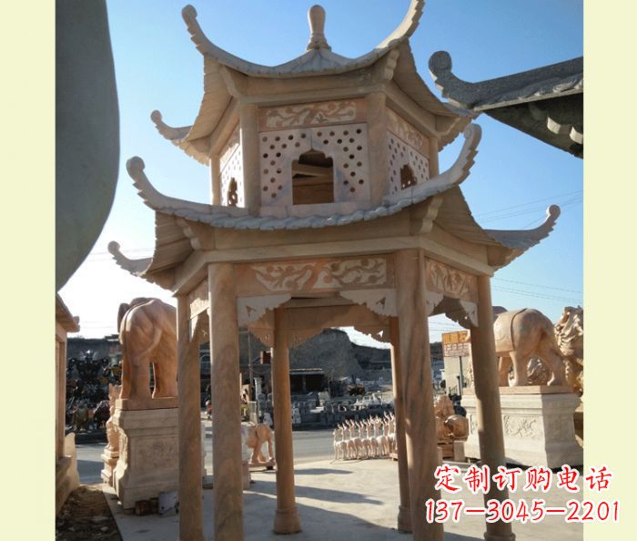 鹤壁中式双层石雕凉亭