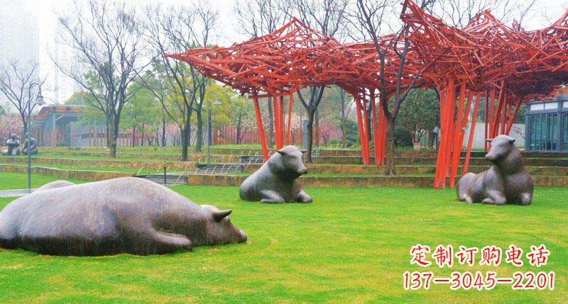 鹤壁中领雕塑精美休闲动物铜雕