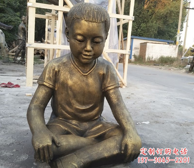 鹤壁孩子们的梦想-铜质儿童雕塑