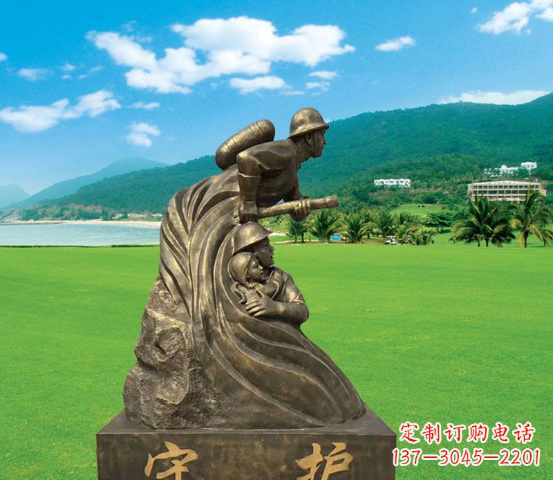 鹤壁弘扬消防文化的消防员雕塑