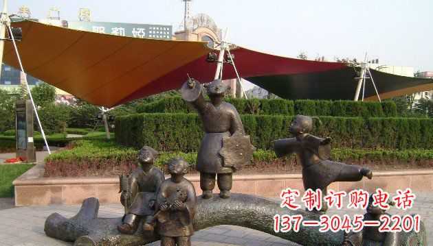 鹤壁装饰性的小孩放风筝铜雕