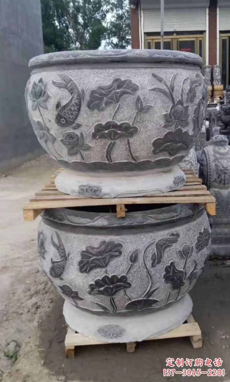 鹤壁精致的石头水缸雕塑,为您的公园小区增添美丽色彩