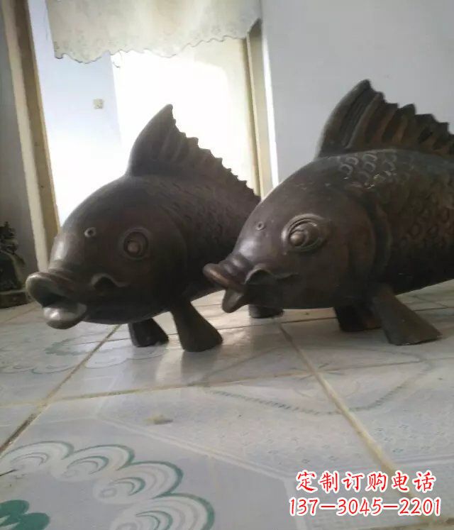 鹤壁公园小鱼景观动物铜雕