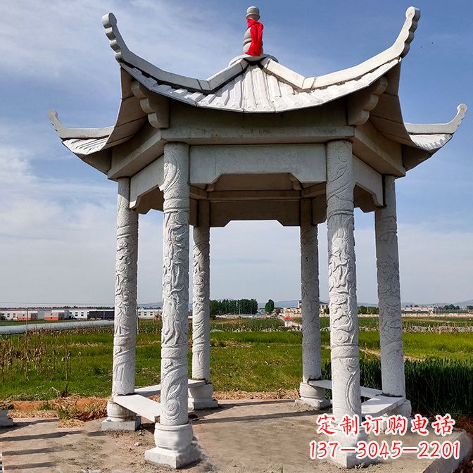 鹤壁公园园林汉白玉六角凉亭