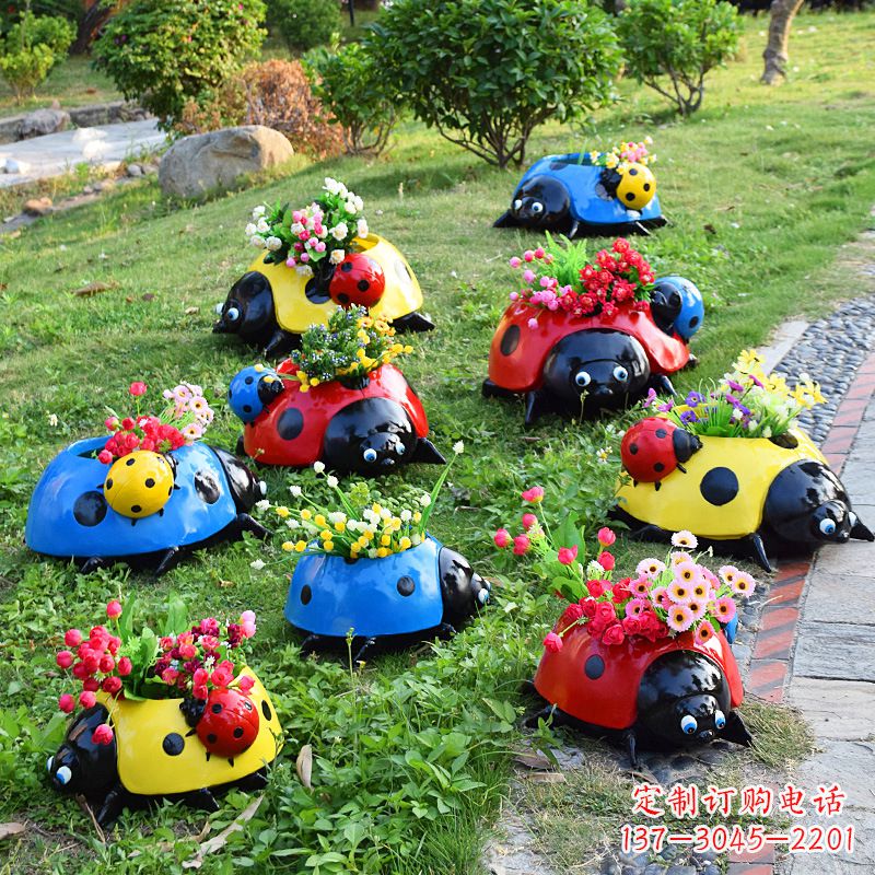 鹤壁公园园林七星瓢虫玻璃钢创意花盆