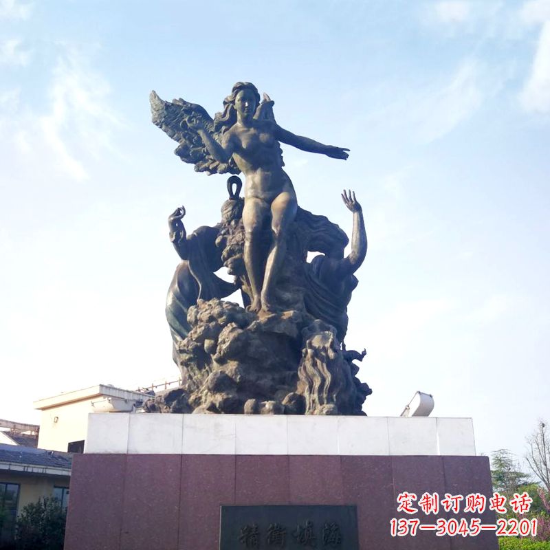鹤壁公园园林神话传说“精卫填海”景观雕塑