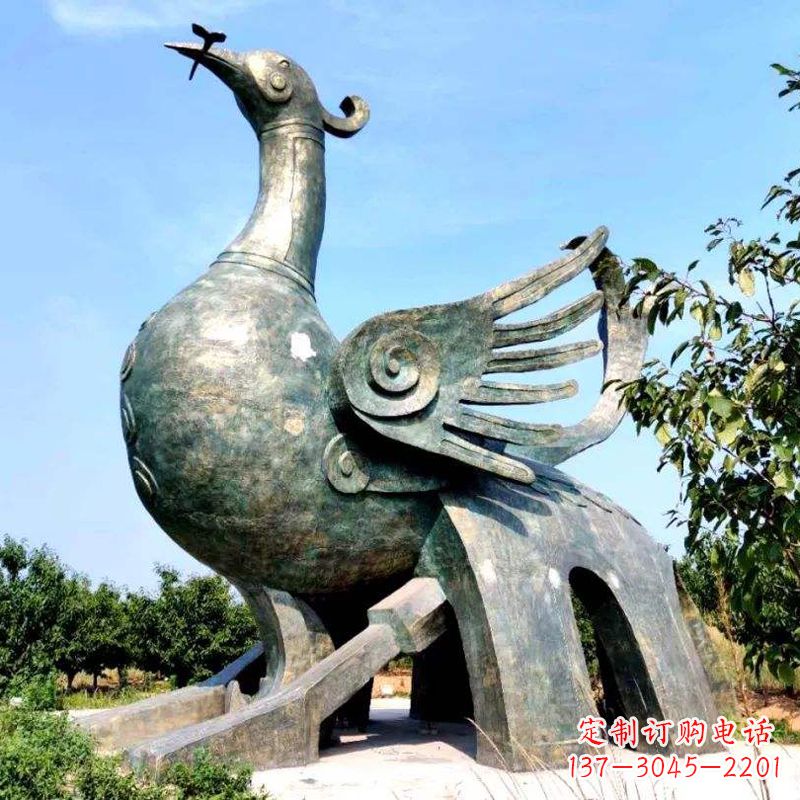 鹤壁公园园林朱雀铜雕景观雕塑