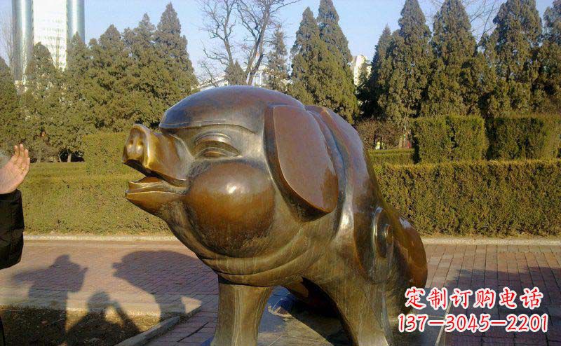 鹤壁定制公园猪铜雕
