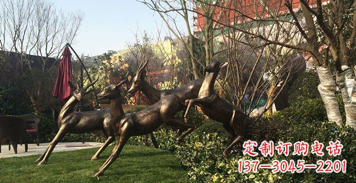鹤壁中领雕塑精美铜鹿动物雕塑