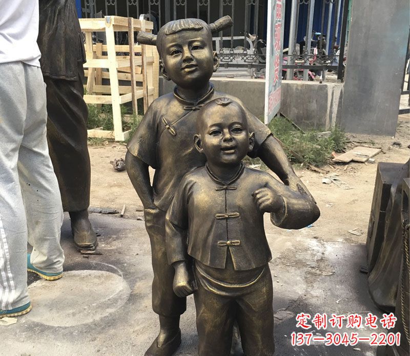 鹤壁中领雕塑纯手工古典儿童铜雕