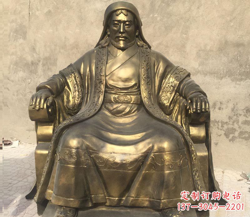 鹤壁展现历史荣光的成吉思汗铜雕