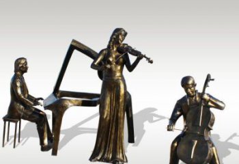 鹤壁公园景观钢琴拉小提琴人物铜雕