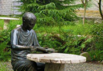 鹤壁经典美好时光——铜雕男孩看书雕塑