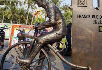 鹤壁贵阳中领雕塑自行车静态小品铜雕