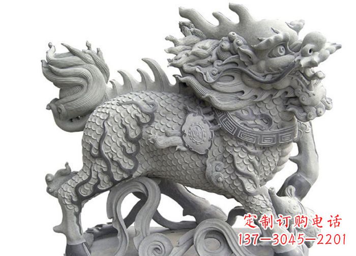 鹤壁古代神兽麒麟石雕 (3)