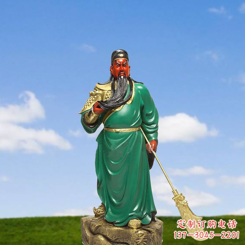 鹤壁精美彩绘关公雕塑