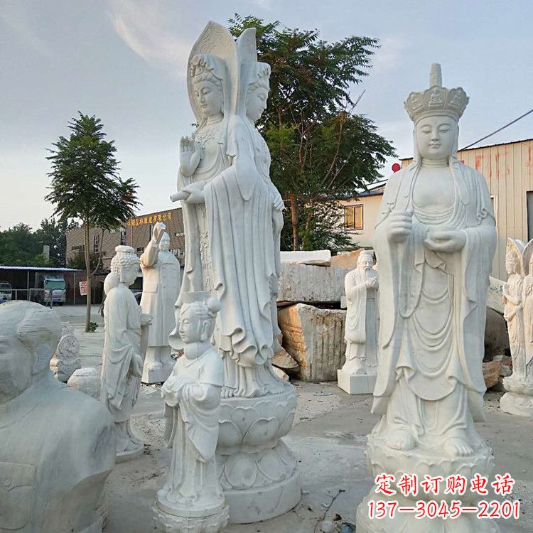 鹤壁中领雕塑-观音石雕汉白玉菩萨