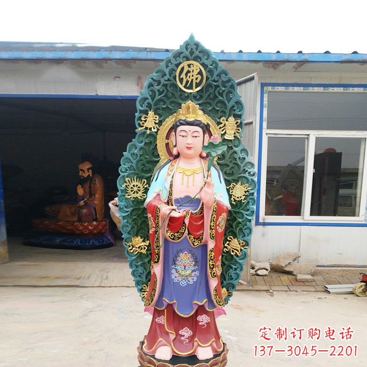 鹤壁艺术精致观音玻璃钢彩绘雕塑