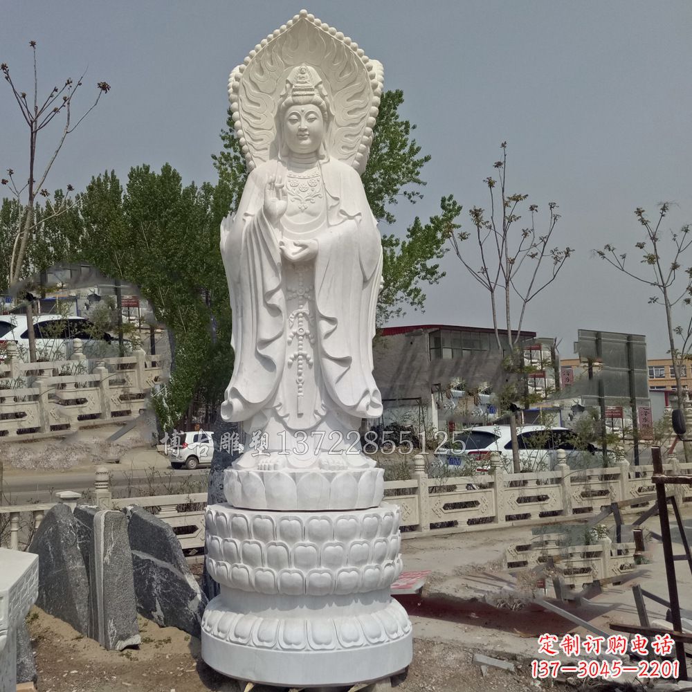 鹤壁观音菩萨汉白玉石雕塑