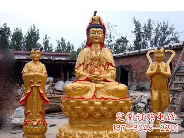 鹤壁财运旺旺,观音童子龙女铜雕