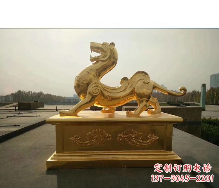 鹤壁广场白虎神兽铜雕