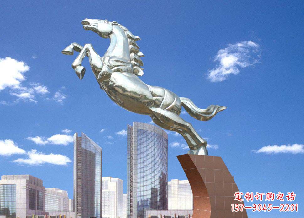 鹤壁全新不锈钢奔马雕塑