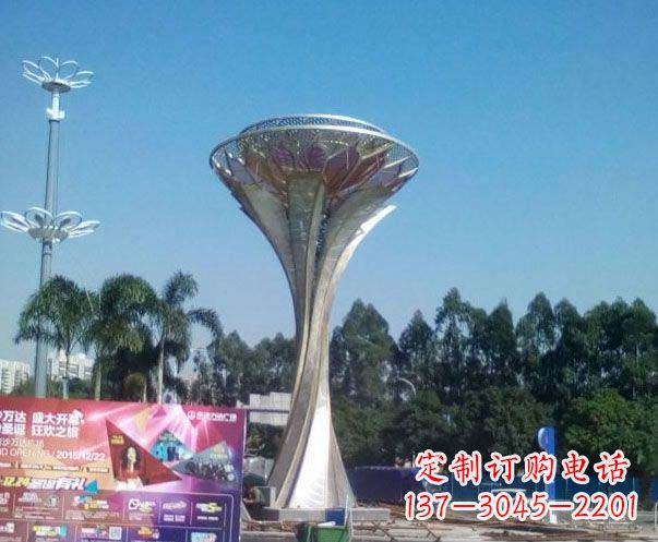 鹤壁精美大型不锈钢抽象莲花雕塑