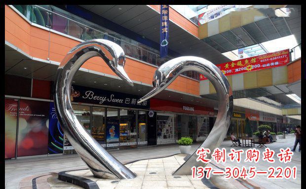 鹤壁中领雕塑:精美的不锈钢抽象天鹅雕塑