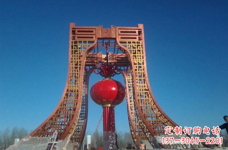 鹤壁中领雕塑推出不锈钢大型灯笼雕塑