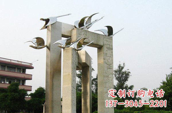 鹤壁展现自然之美的不锈钢大雁动物雕塑