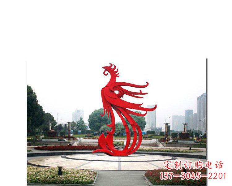 鹤壁古韵雕塑:不锈钢飞翔凤凰雕塑