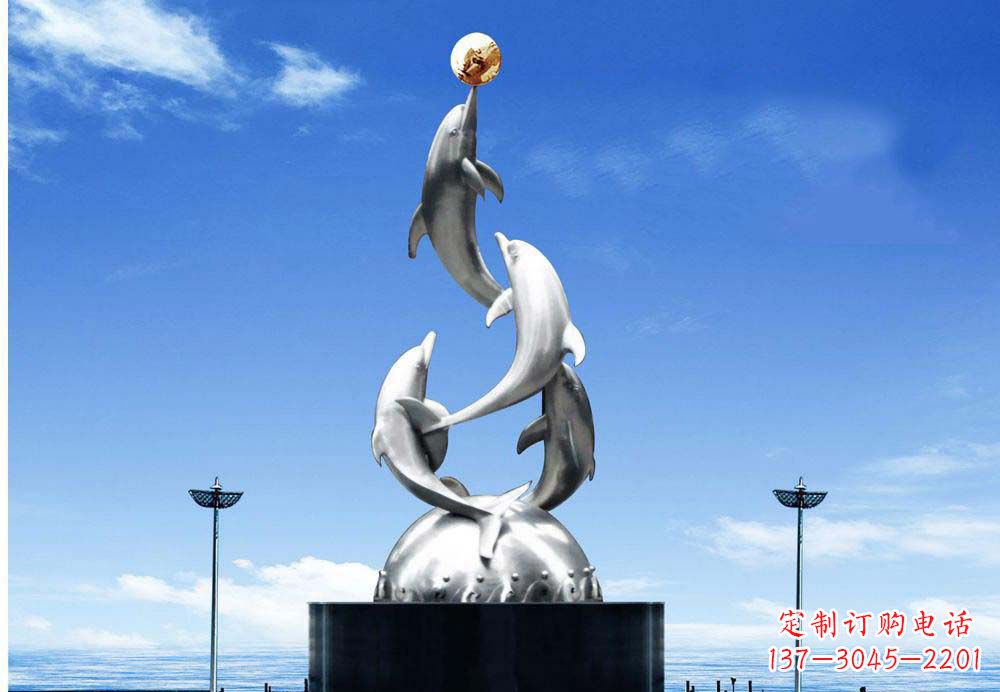 鹤壁中领雕塑海豚顶球雕塑