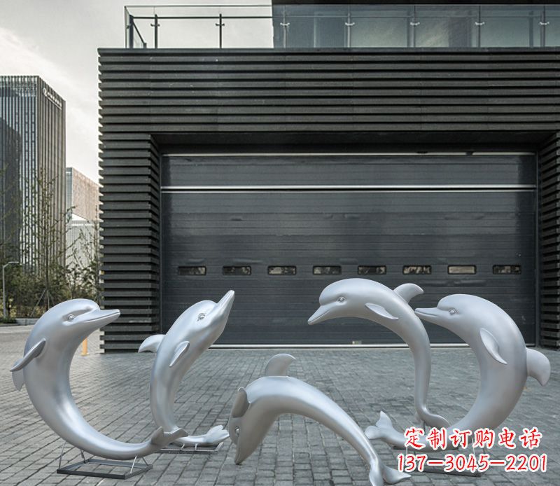 鹤壁广场不锈钢海豚景观雕塑