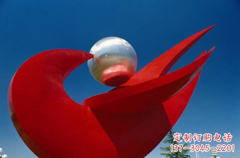 鹤壁广场不锈钢和平鸽明珠雕塑 (2)
