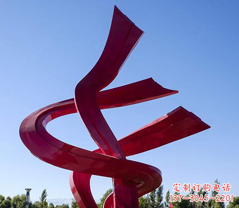 鹤壁广场不锈钢红飘带景观雕塑