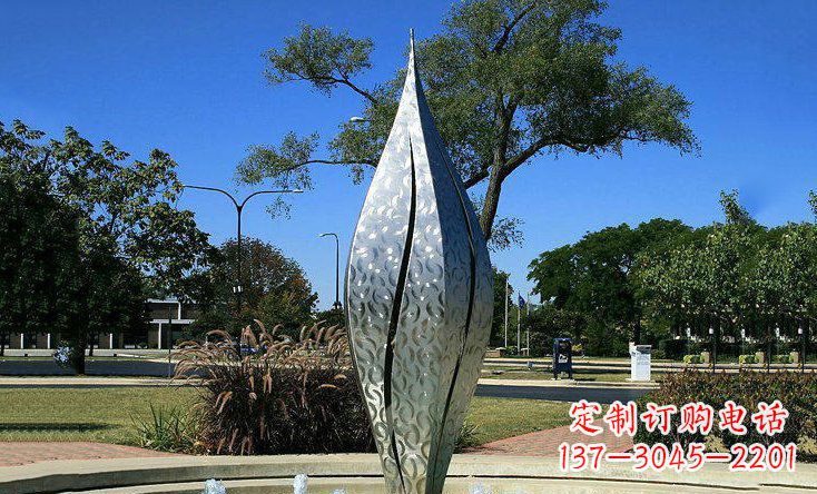 鹤壁广场不锈钢花骨朵喷泉雕塑