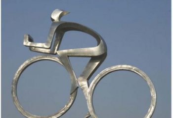 鹤壁室外装饰不锈钢抽象骑自行车人物雕塑