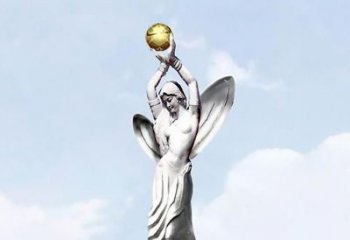 鹤壁精美的不锈钢女人双手捧球雕塑
