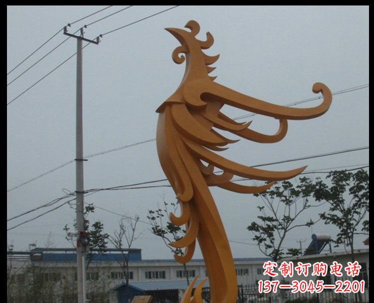 鹤壁广场不锈钢金色凤凰雕塑