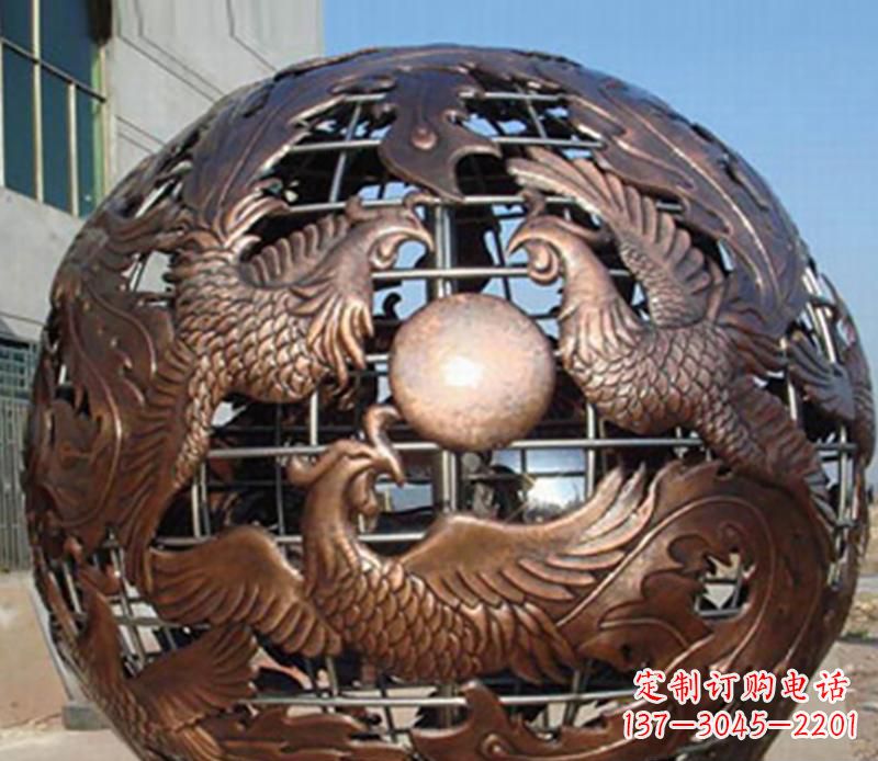 鹤壁广场不锈钢龙凤球景观雕塑