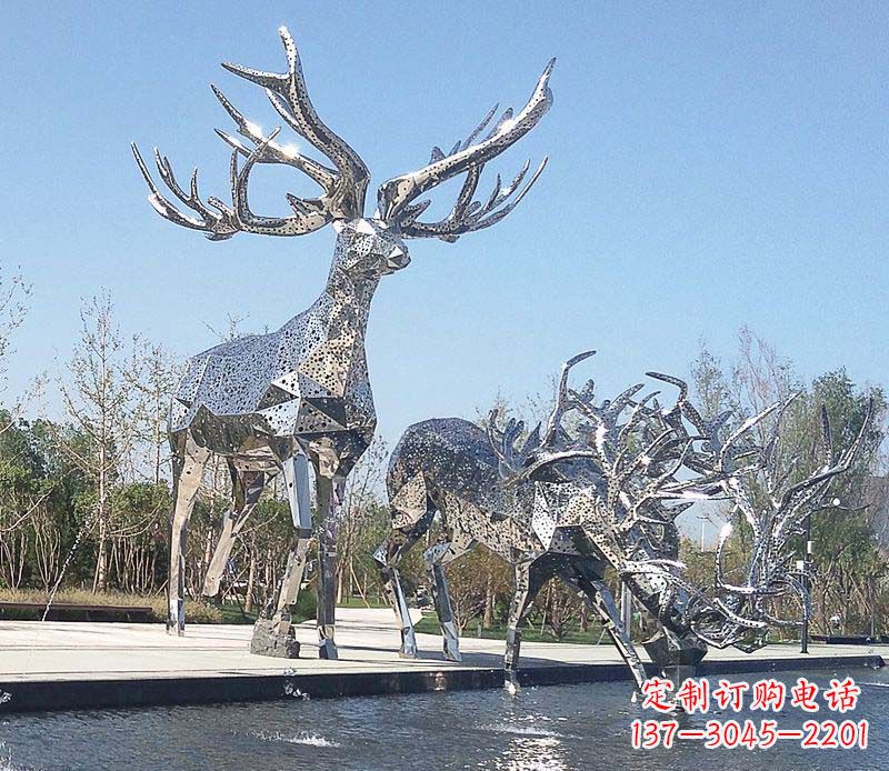 鹤壁优雅而古典的不锈钢梅花鹿摆件雕塑