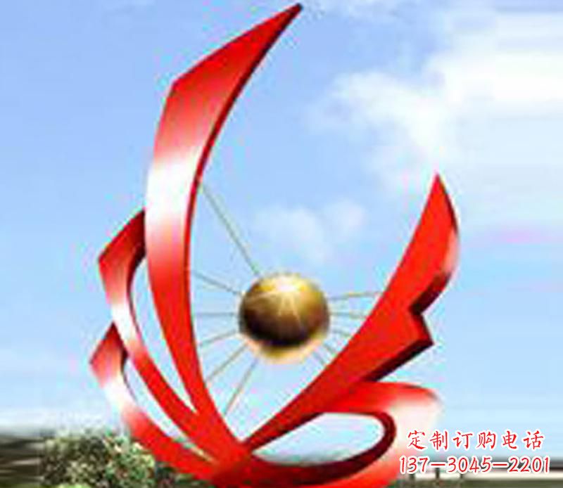 鹤壁广场不锈钢飘带球网景观雕塑