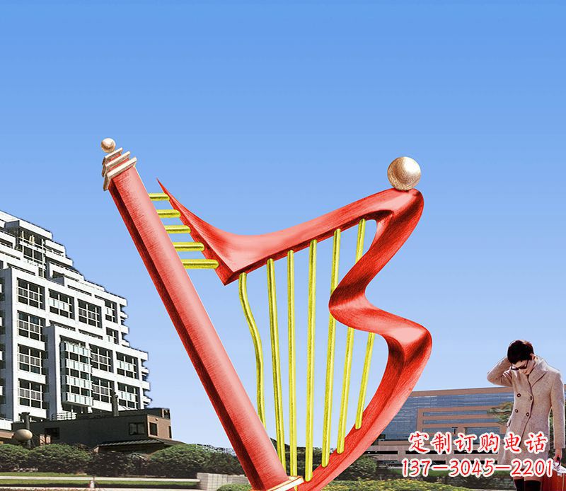 鹤壁精美不锈钢竖琴雕塑