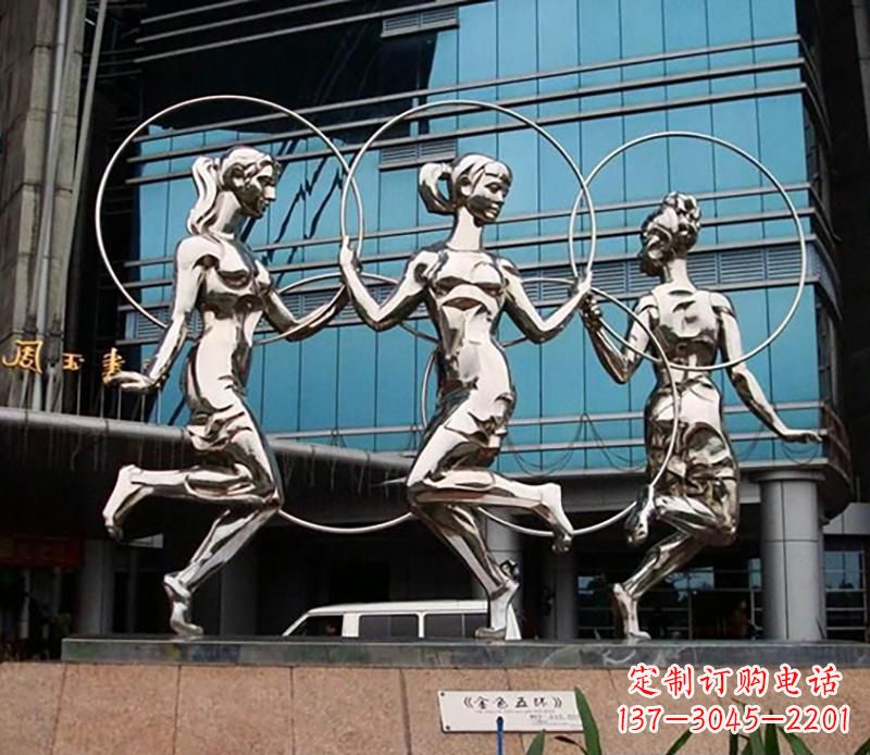 鹤壁广场不锈钢跳舞美女景观雕塑